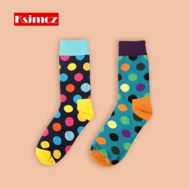 1 Pair  KSJMCZ Brand Happy Socks Wave Point British Style Men's Cotton Long Socks 8 Colors