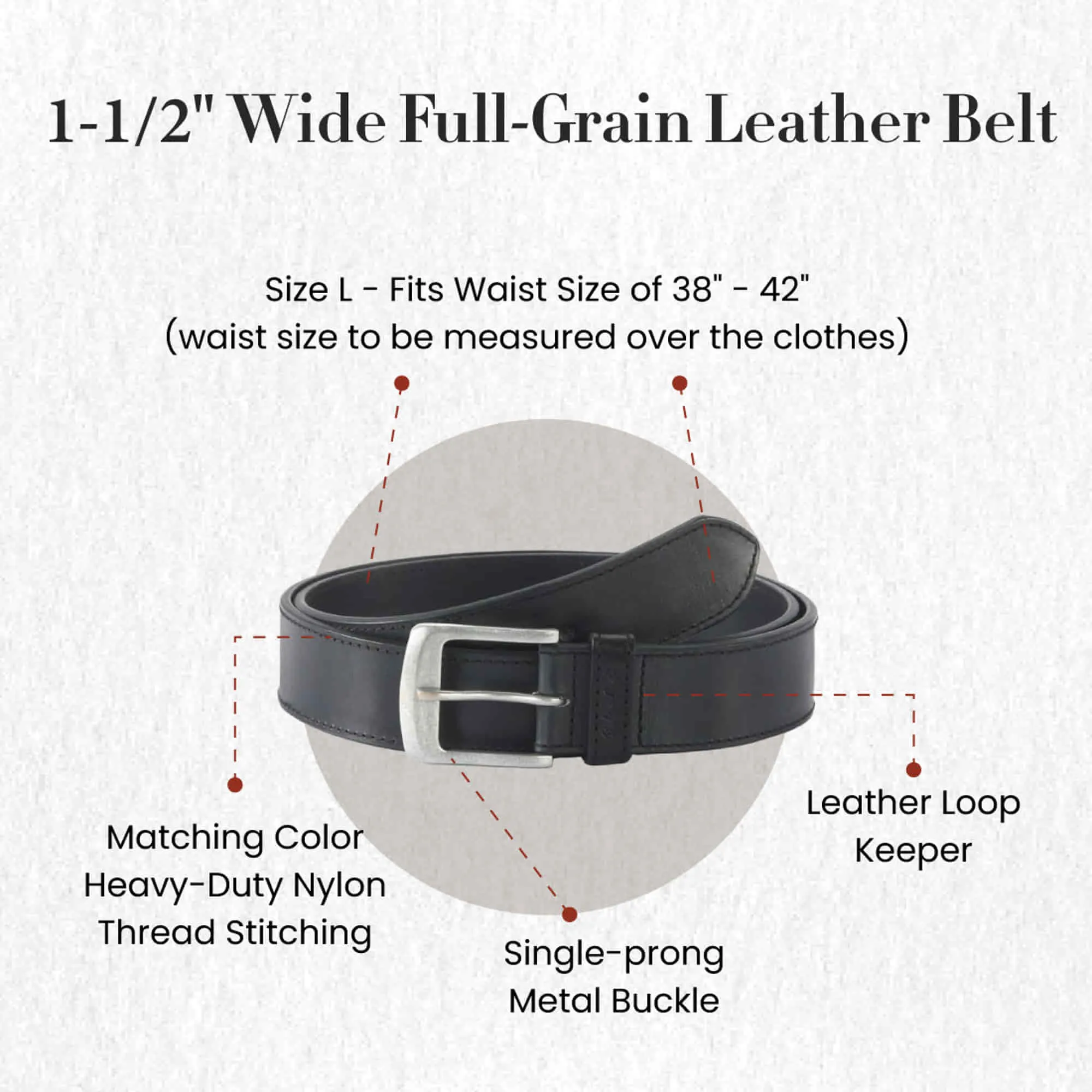 392701 Black Leather Belt with Silver Color Buckle | Style n Craft