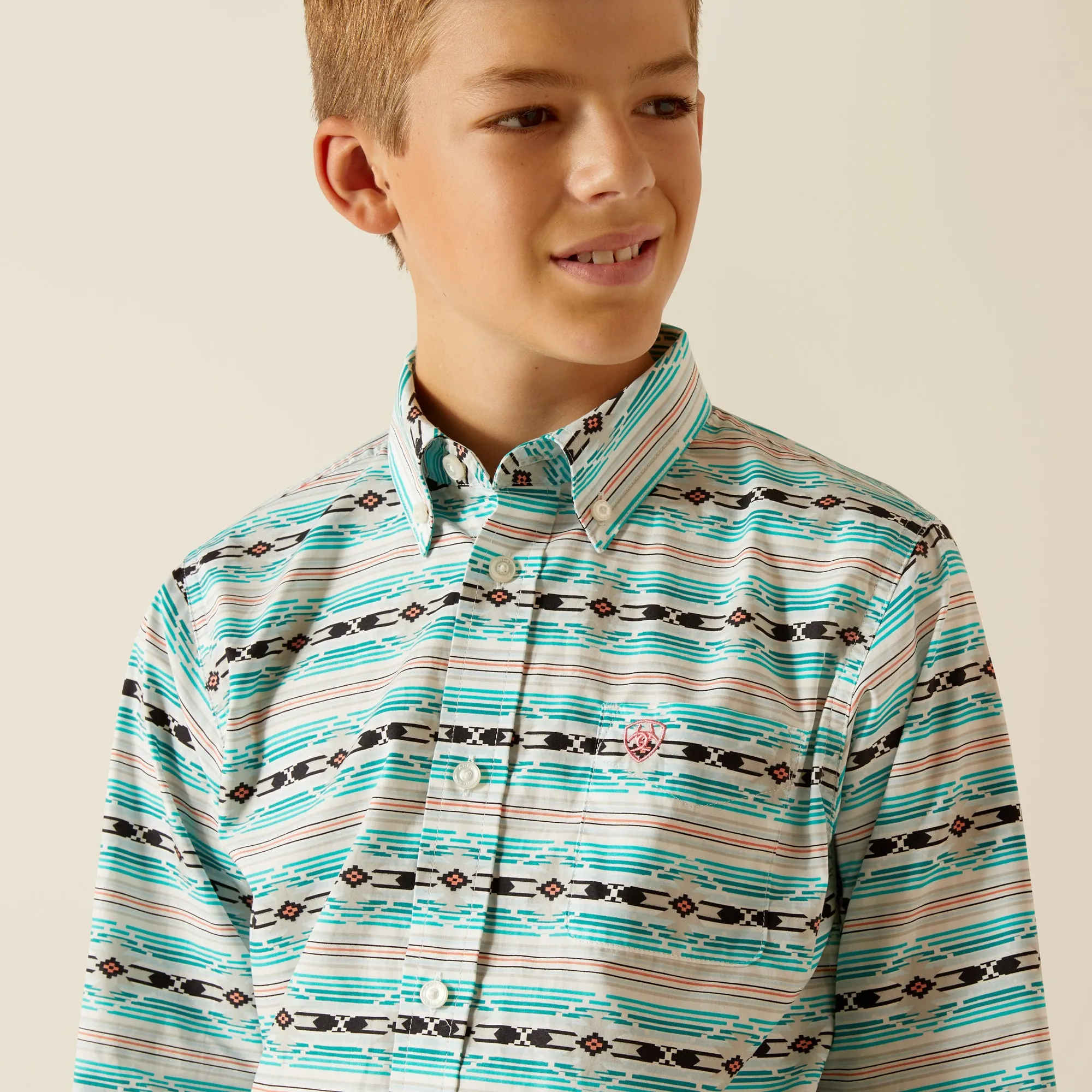 Ariat Boys Jefferson Multi Color Aztec Print Classic Fit Button-Down Shirt