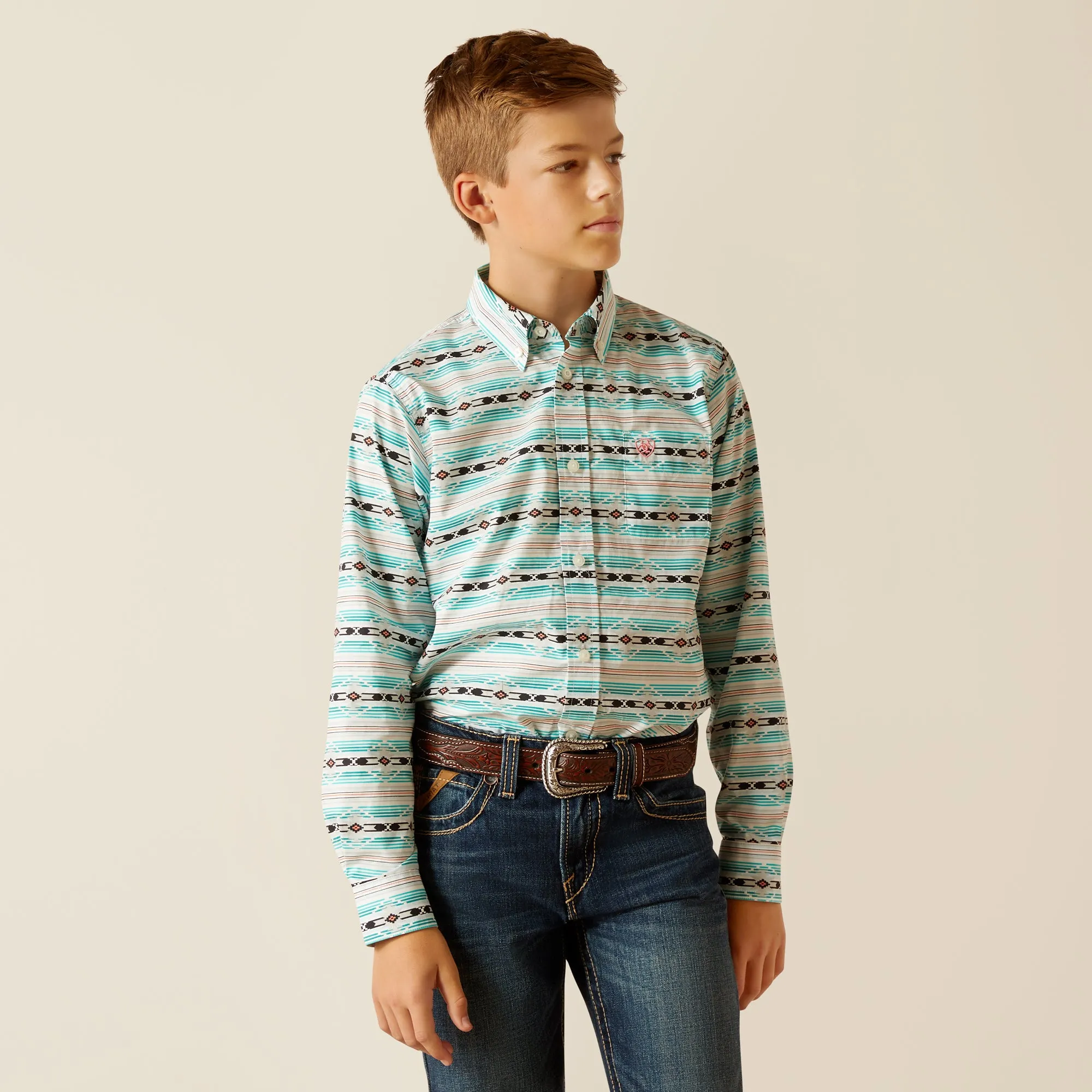 Ariat Boys Jefferson Multi Color Aztec Print Classic Fit Button-Down Shirt