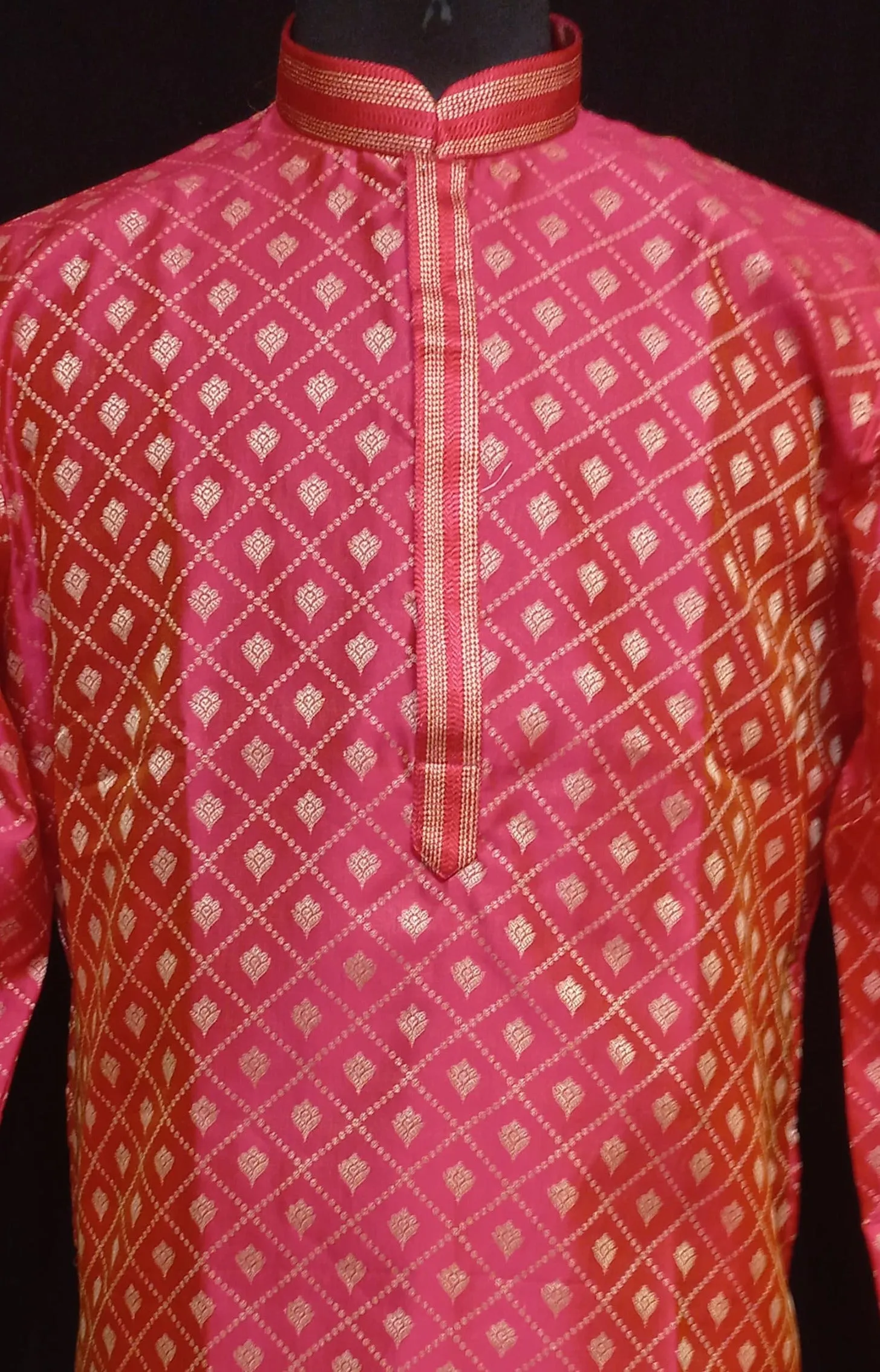 Attractive Rani Pink Color Banarasi Zari Brocade  Kurta Suits For Men