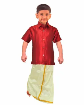 Attractive Red Colored Dhoti Set For Kids