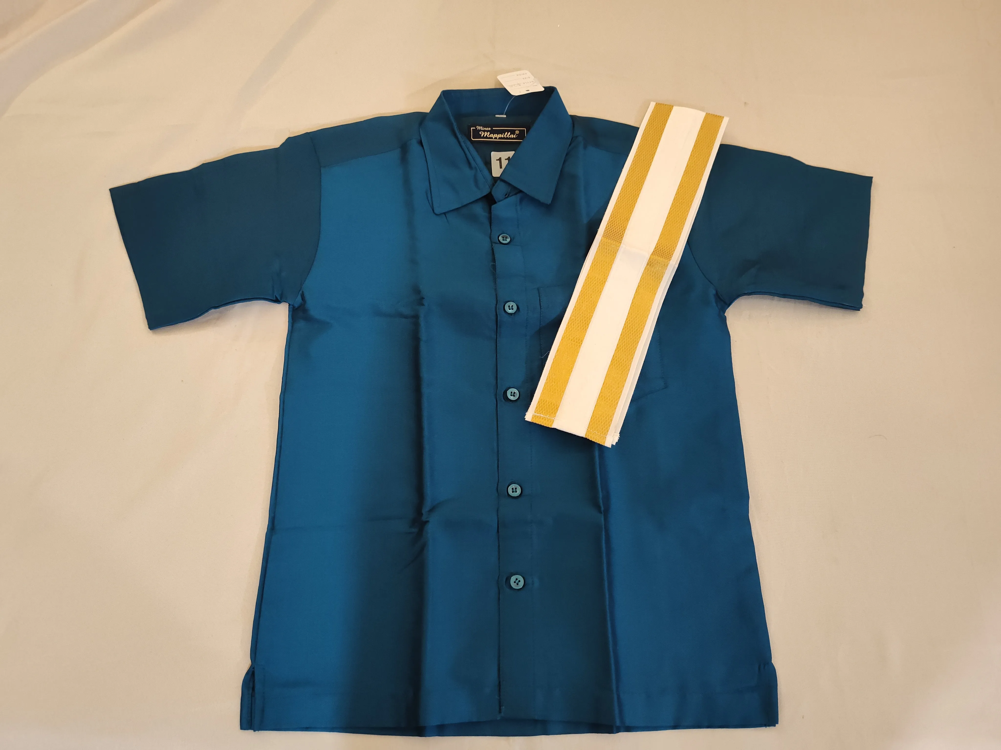 Beautiful Turquoise Color Silk Shirt For Kids