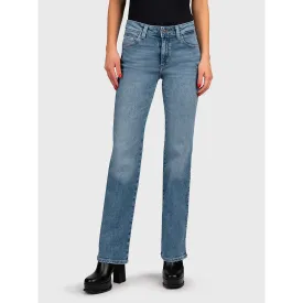 Blue Mid Rise Sexy Straight Jeans