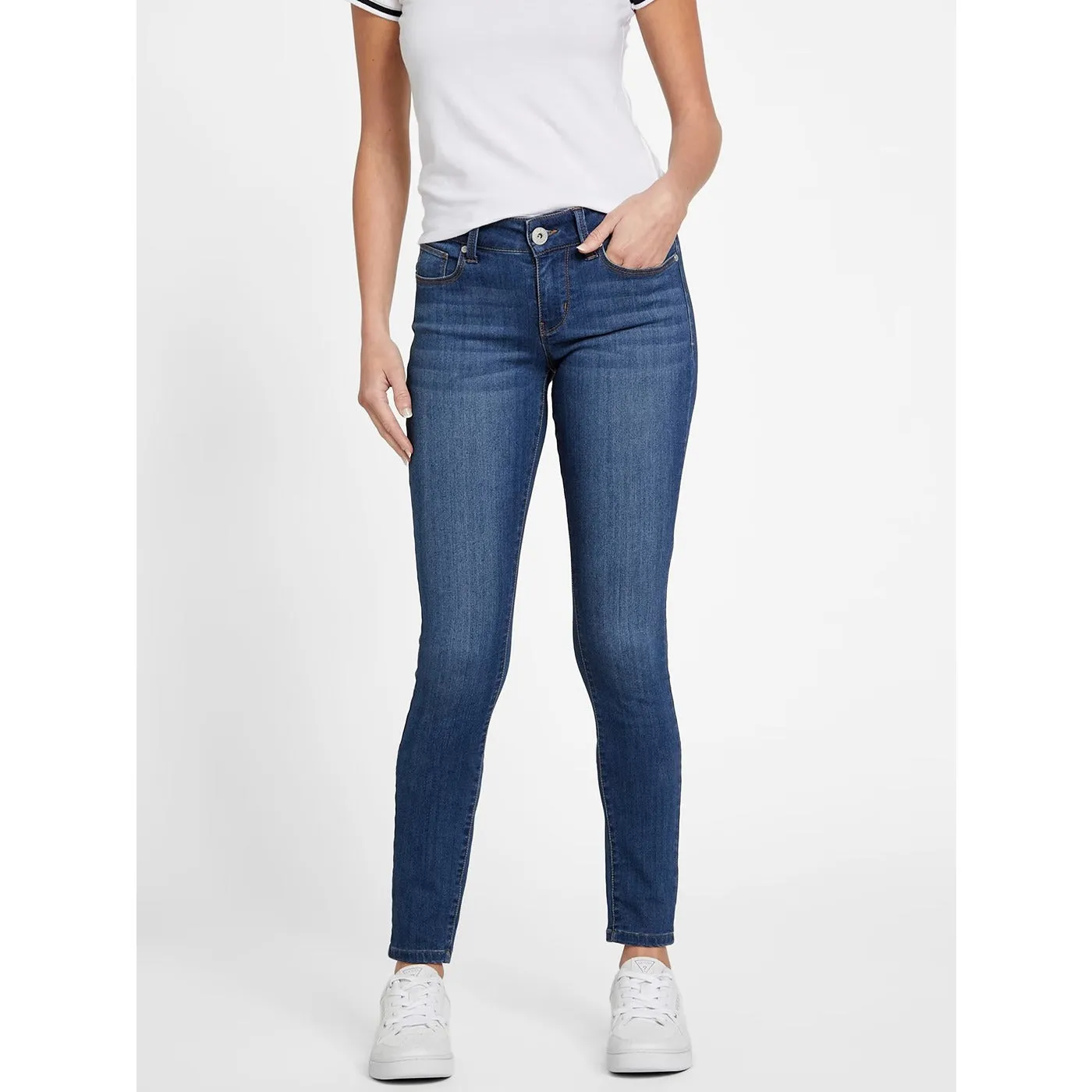 Blue Mid Rise Skinny Jeans