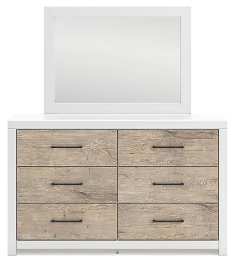 Charbitt Full Panel Bed with Mirrored Dresser