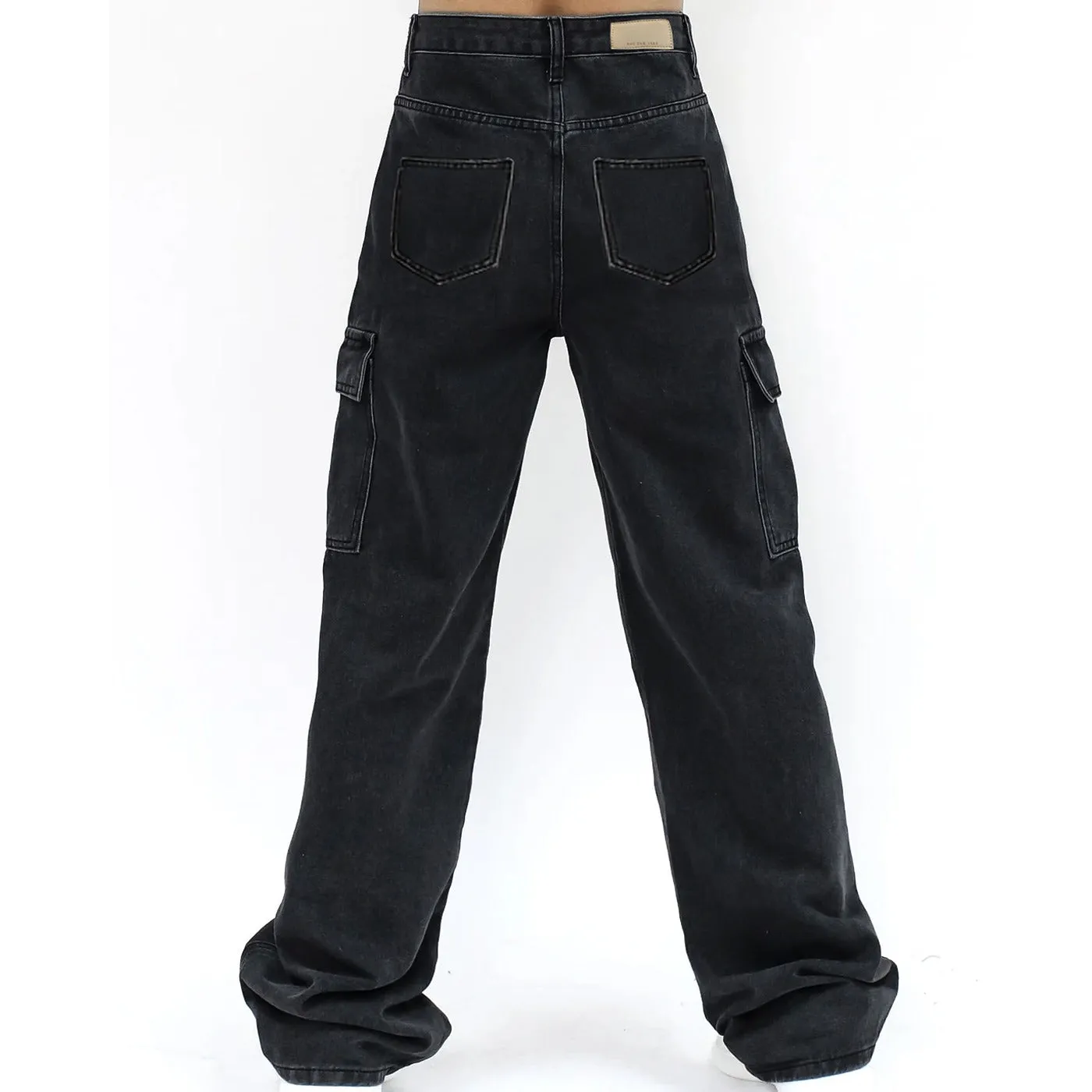 Charcoal Cargo Wide Leg Jeans