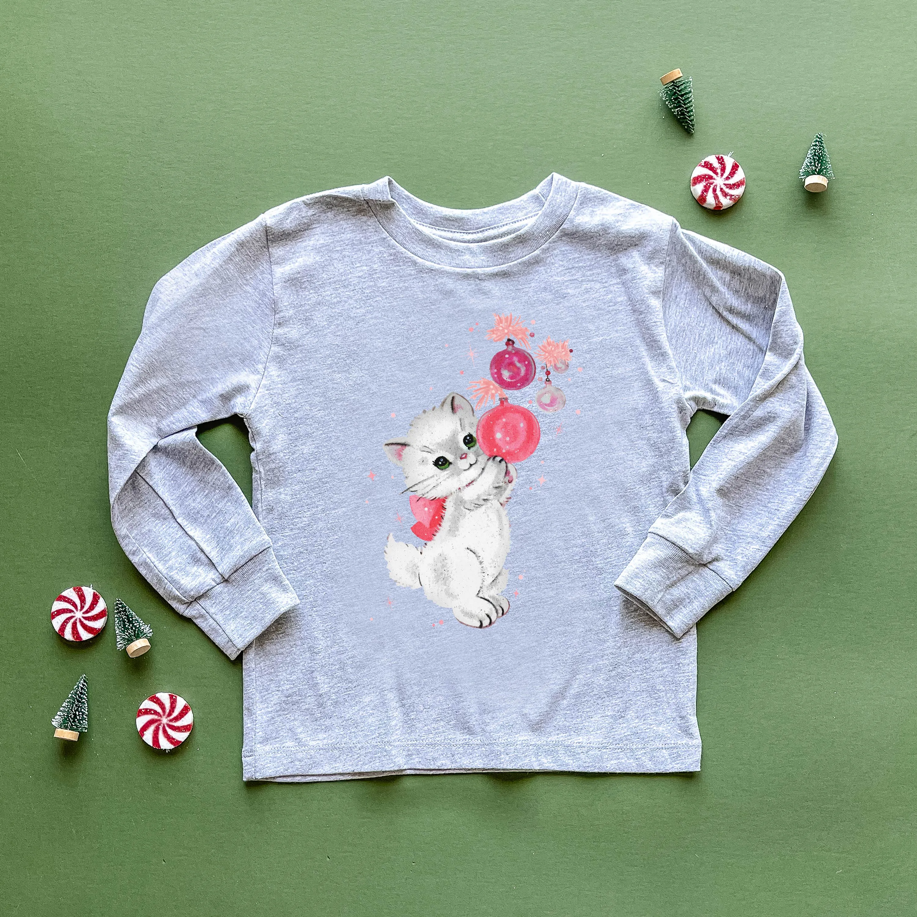 Christmas Kitten - Child LONG SLEEVE Tee