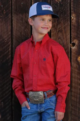 Cinch Red Dollar Sign Print Button-Down Shirt for Boys