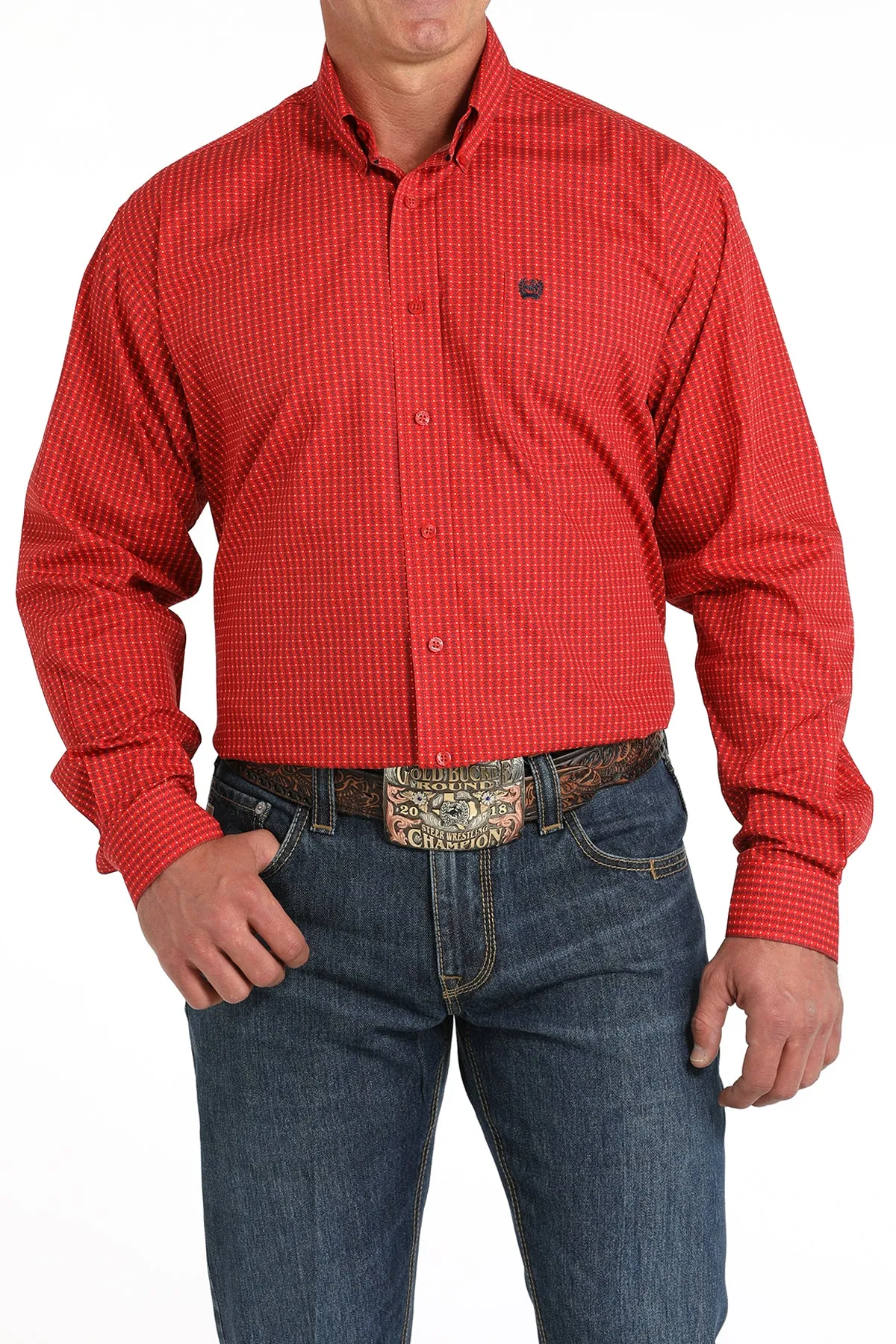 Cinch Red Dollar Sign Print Button-Down Shirt for Boys