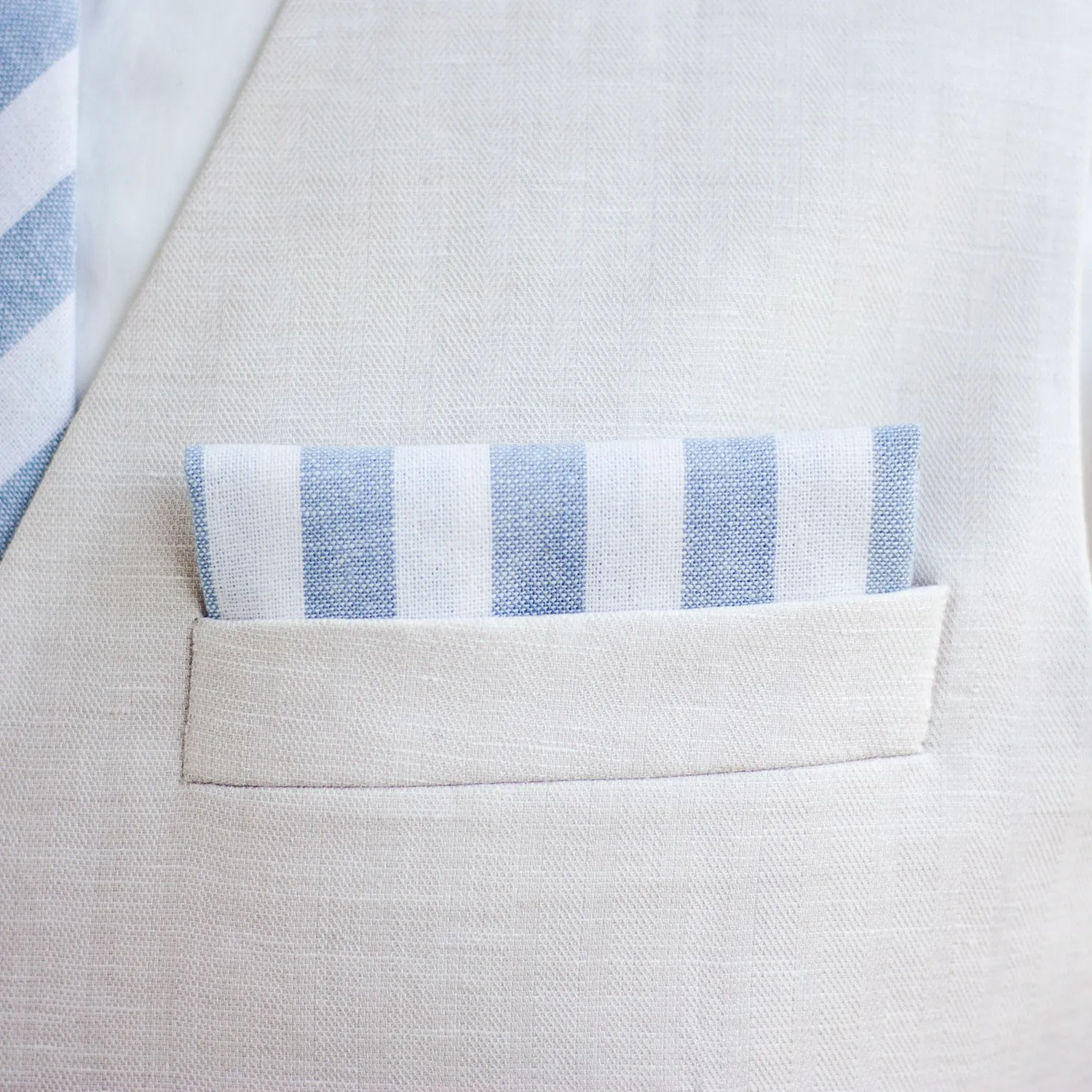 Classic Hair Bow Clip Or Headband / Wide Chambray Linen Stripe