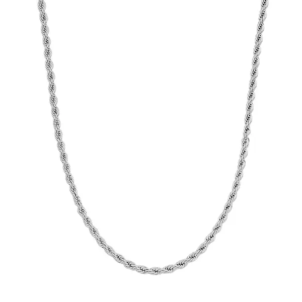 Classy Men 2mm Silver Rope Chain Necklace