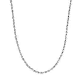 Classy Men 2mm Silver Rope Chain Necklace