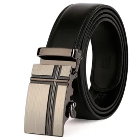 Classy Men Black Leather Suit Belt