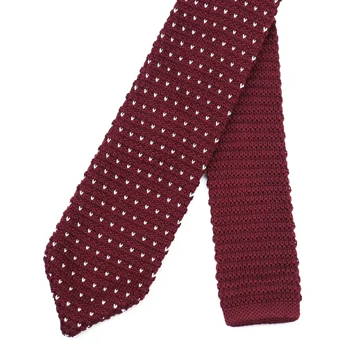 Classy Men Wine Red Dot Knitted Tie