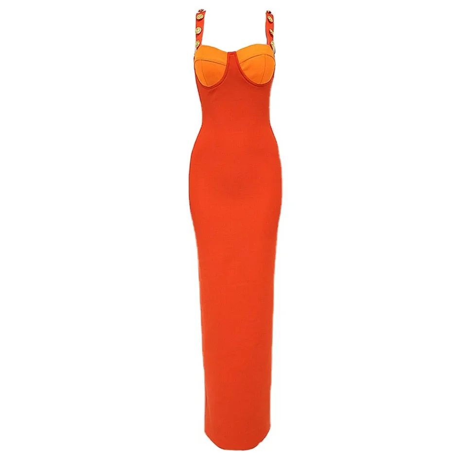 Color Block Sleeveless Bandage Maxi Dress