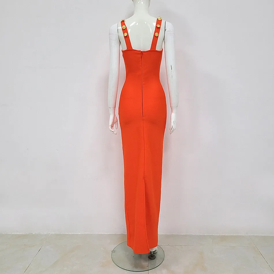 Color Block Sleeveless Bandage Maxi Dress