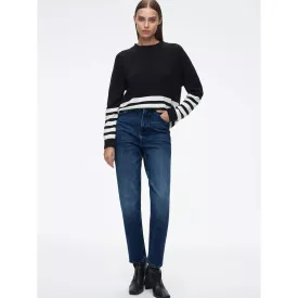 Dark Blue Mid Rise Slim Mom Jeans