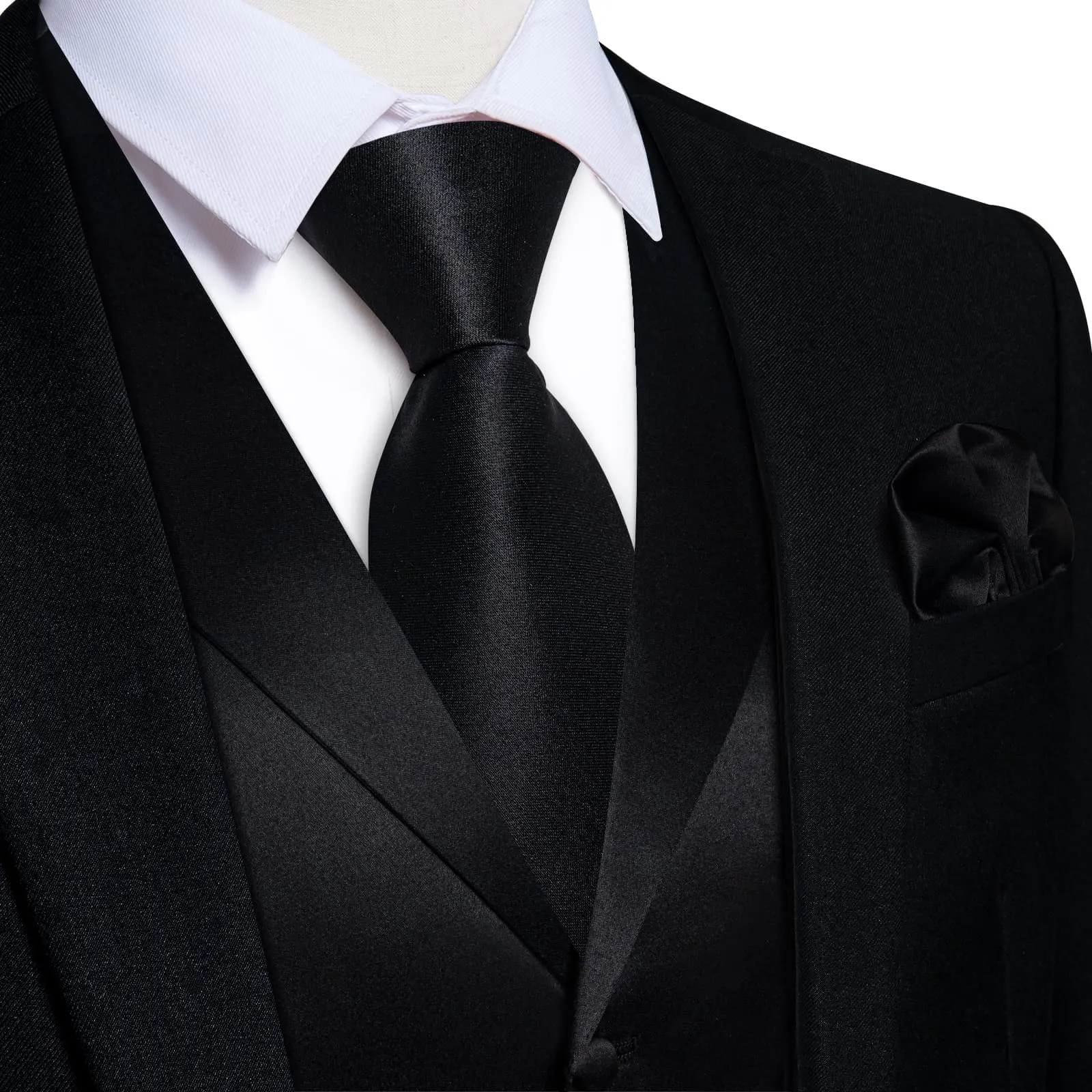 DiBanGu Tuxedo Waistcoat Classic Black Solid Notched Collar Mens Business Casual Vest