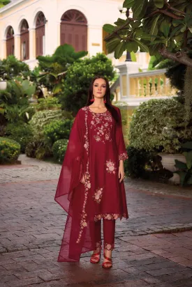 Elegant Maroon Color Salwar Suits With Embroidery Work For Women