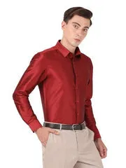 Eye-Catching Maroon Plain Formal Shirt For Men