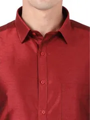 Eye-Catching Maroon Plain Formal Shirt For Men