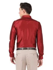 Eye-Catching Maroon Plain Formal Shirt For Men