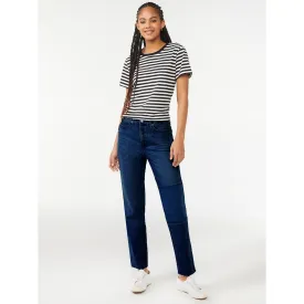 FA High Rise Patch Straight Jeans