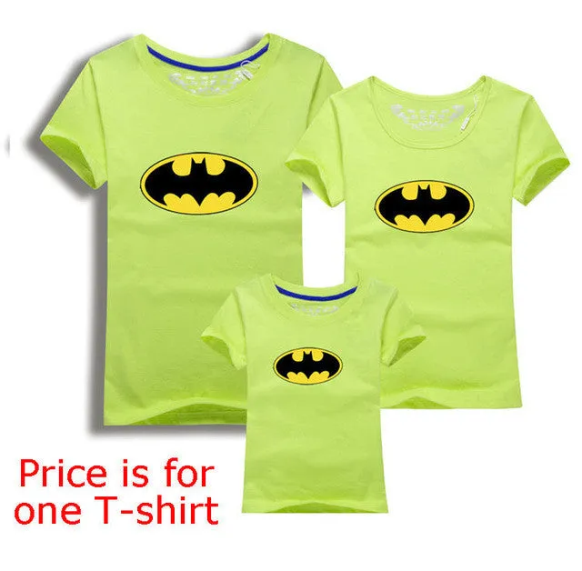 Family Look Batman T Shirts Summer Family Matching Clothes Father Mother Kids Cartoon Outfits New Cotton Tees Free Drop Shipping