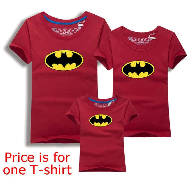 Family Look Batman T Shirts Summer Family Matching Clothes Father Mother Kids Cartoon Outfits New Cotton Tees Free Drop Shipping