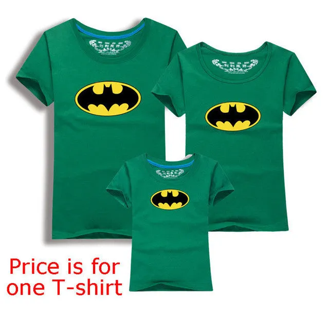 Family Look Batman T Shirts Summer Family Matching Clothes Father Mother Kids Cartoon Outfits New Cotton Tees Free Drop Shipping