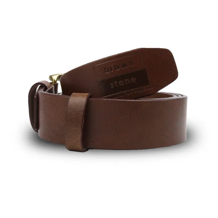 Full Grain Genuine Leather Belt - Milano Tan Belt Solid Brass Arrow Buckle