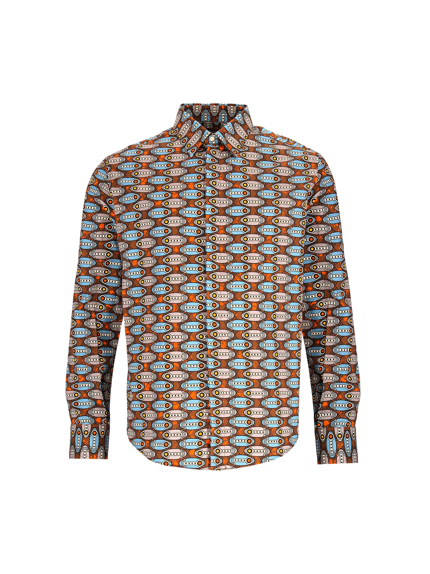 geometric-print long-sleeved shirt