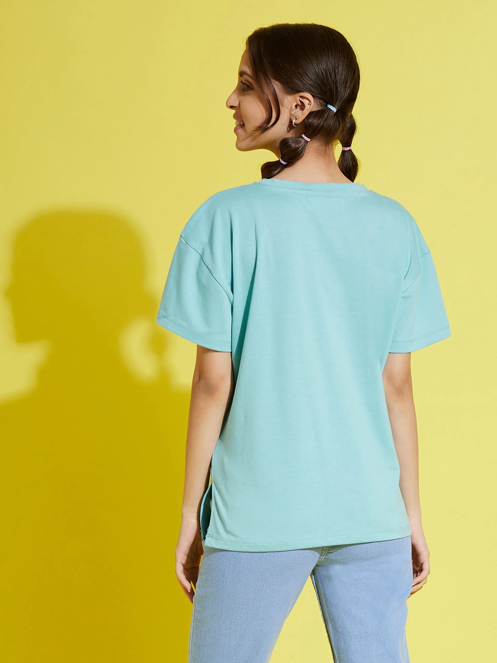 Girls Blue Sunshine Drop Shoulder T-Shirt