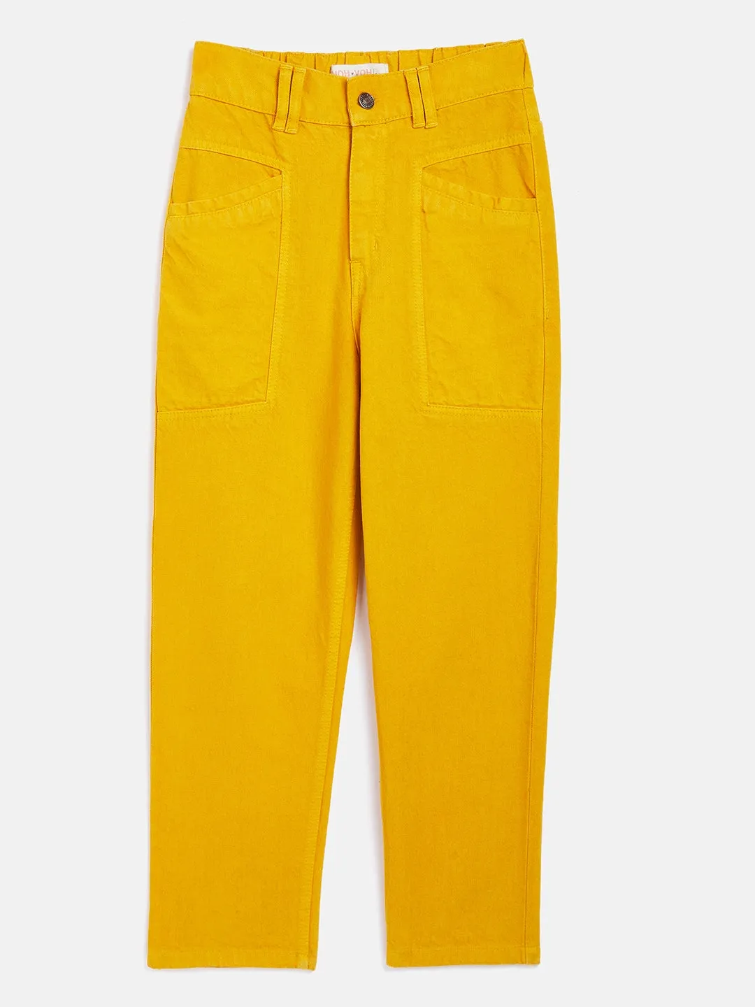 Girls Mustard Front Pocket Straight Jeans