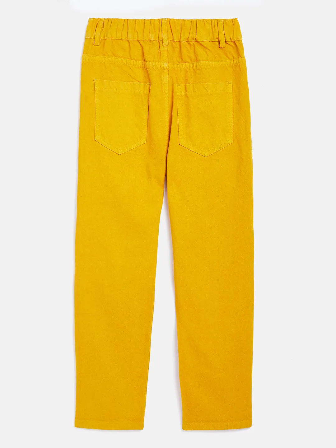 Girls Mustard Front Pocket Straight Jeans