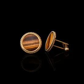 Gold Tiger Eye Leaf Cufflinks