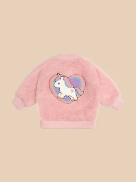 Huxbaby Unicorn Heart Faux Fur Jacket