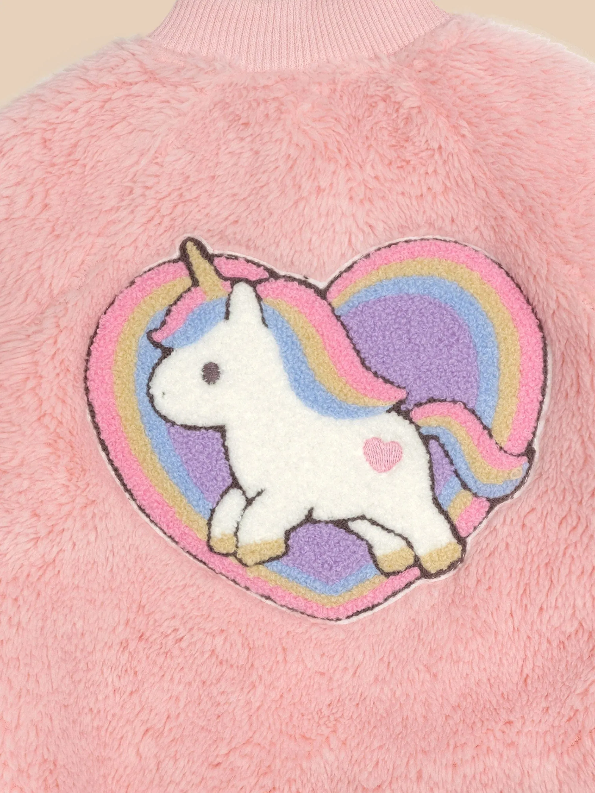 Huxbaby Unicorn Heart Faux Fur Jacket