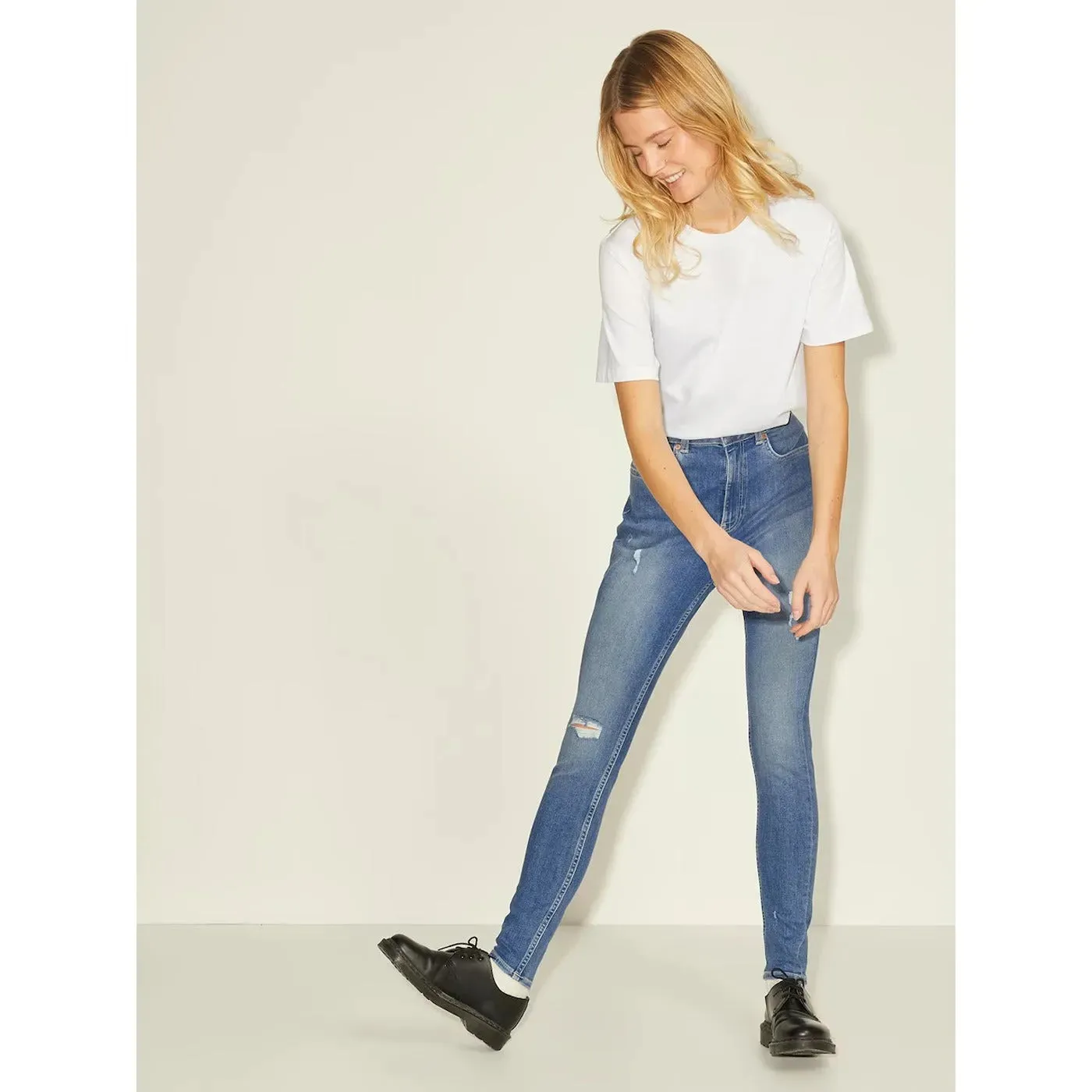 JJx Blue Skinny Ripped Jeans