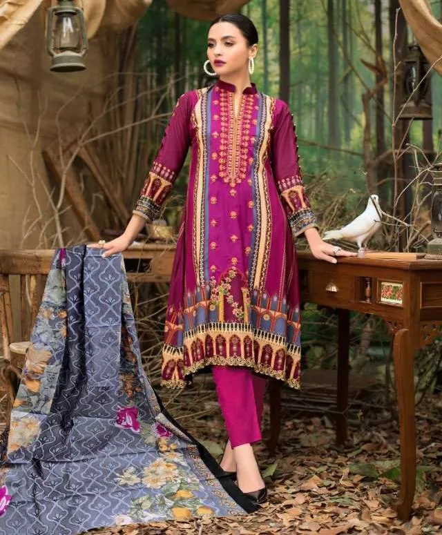 Lawn Pakistani Purple Salwar Suits Dress Material for Women