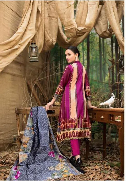 Lawn Pakistani Purple Salwar Suits Dress Material for Women