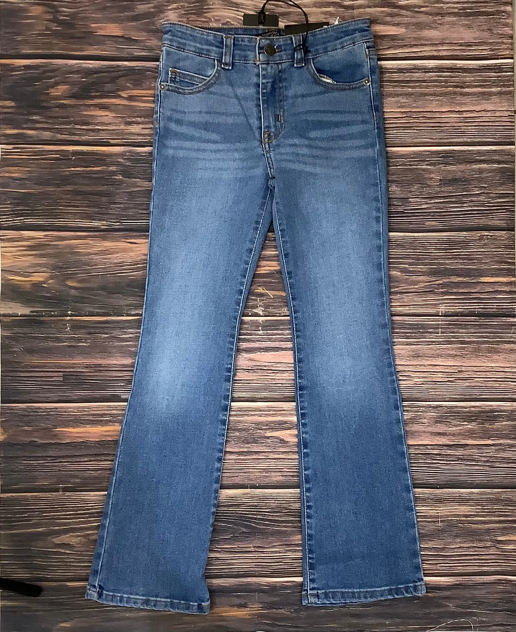 Lucky & Blessed Girl's Mid Wash Mid Rise Bootcut Jeans E01