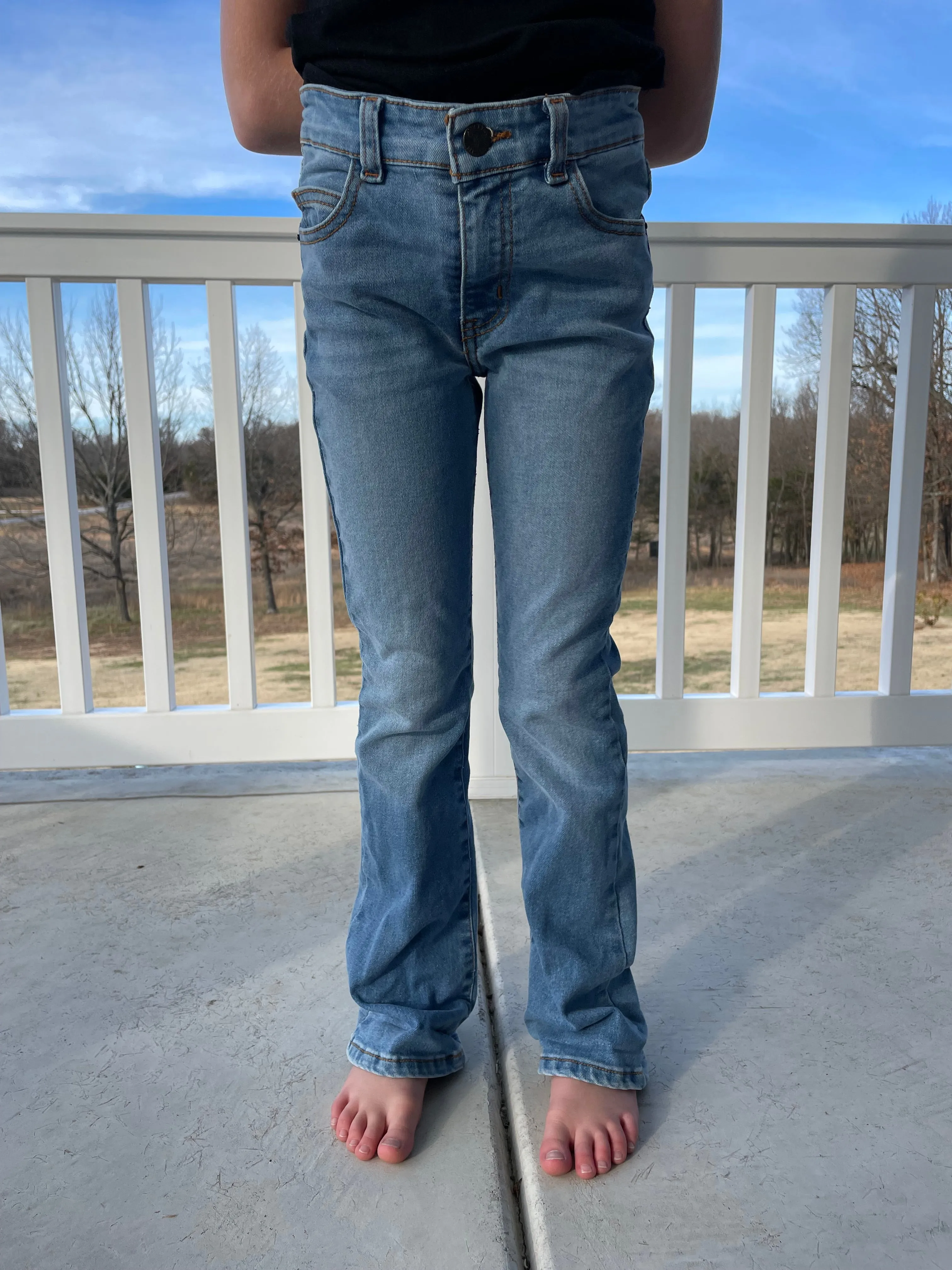 Lucky & Blessed Girl's Mid Wash Mid Rise Bootcut Jeans E01