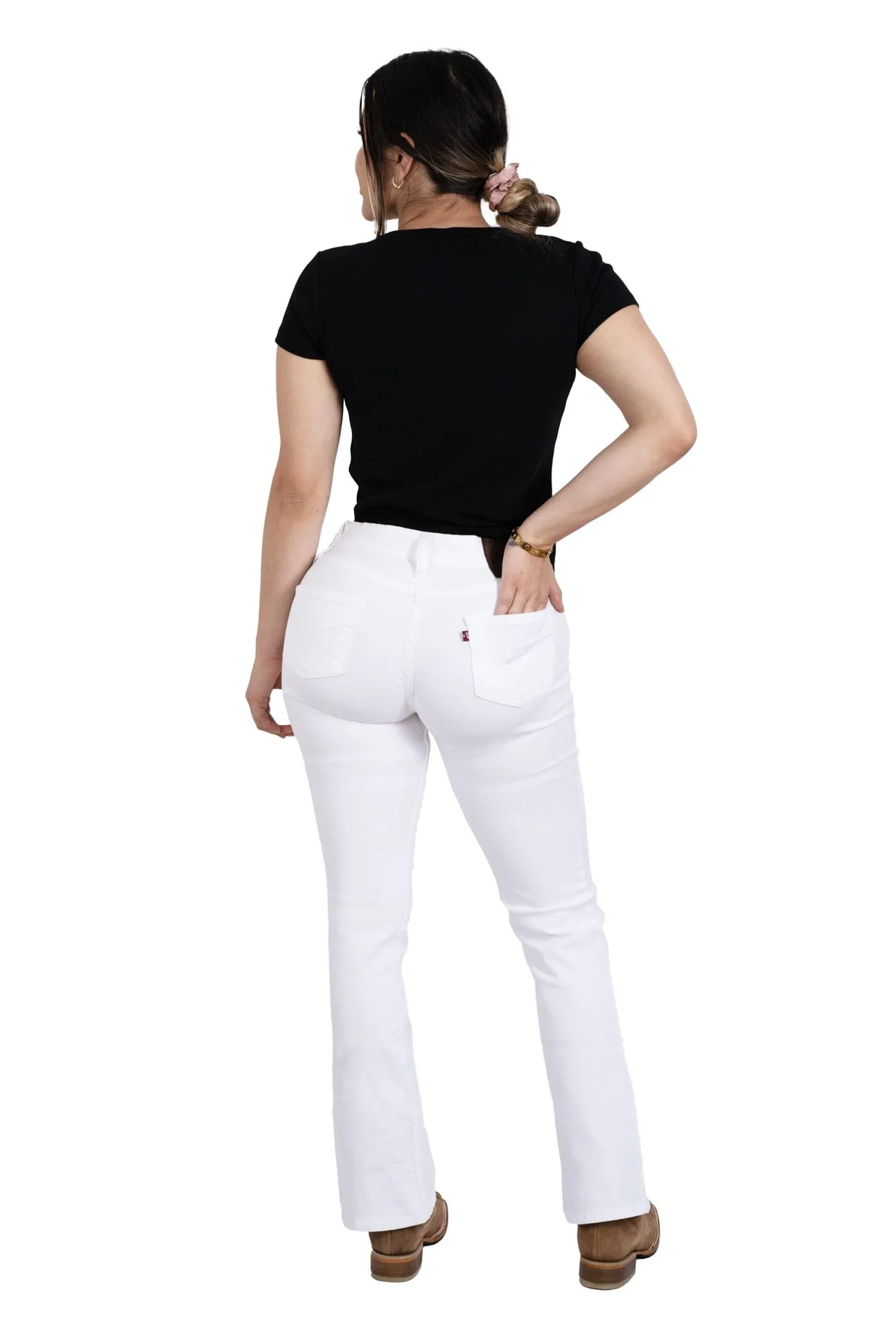 LV Women White Classic Bootcut Premium Jeans