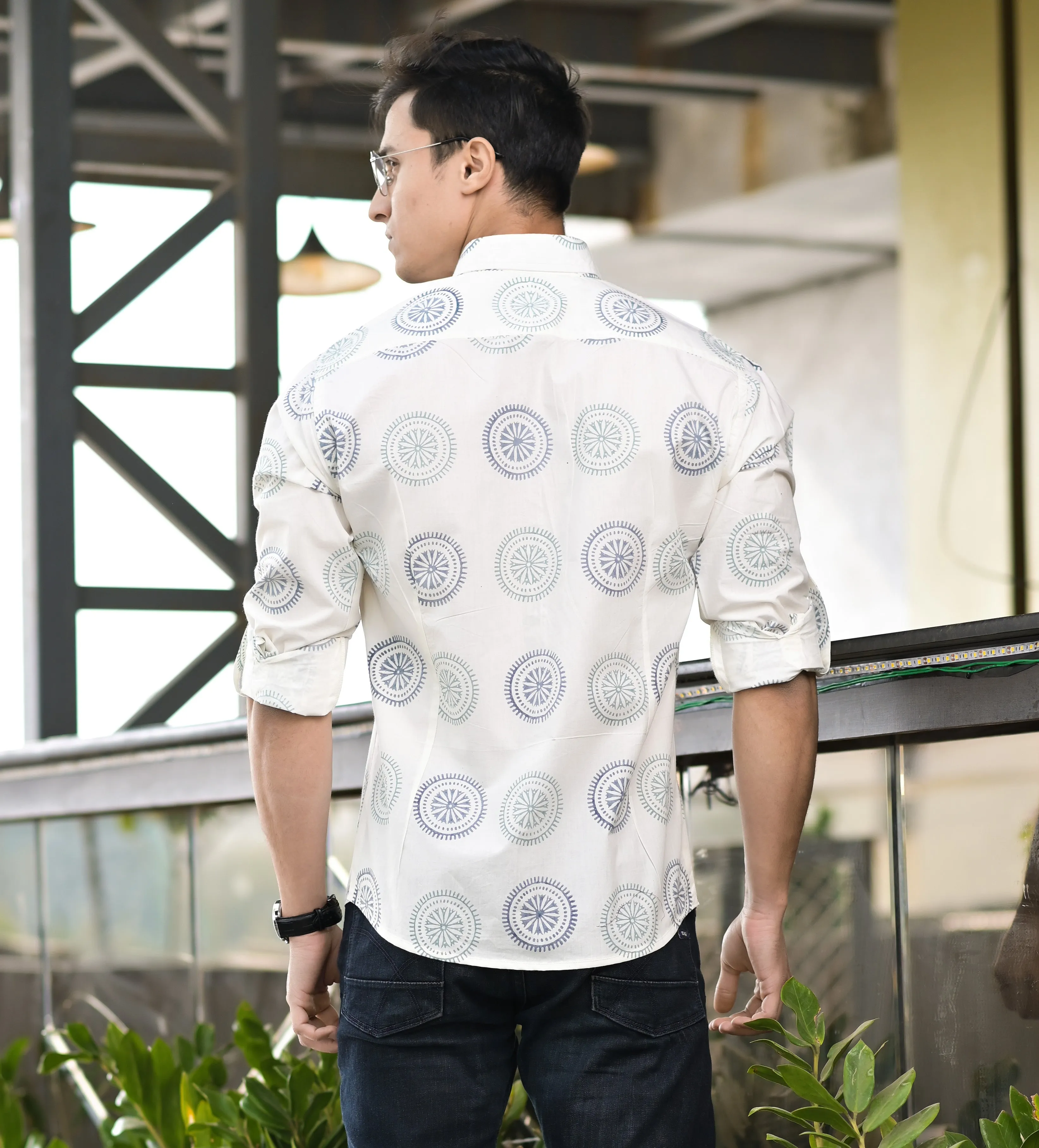 Men Ethnic Motifs Block Printed Cotton Casual Shirt