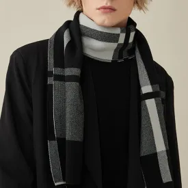 Men's Classic Plaid Wool Blend Knitted Scarf