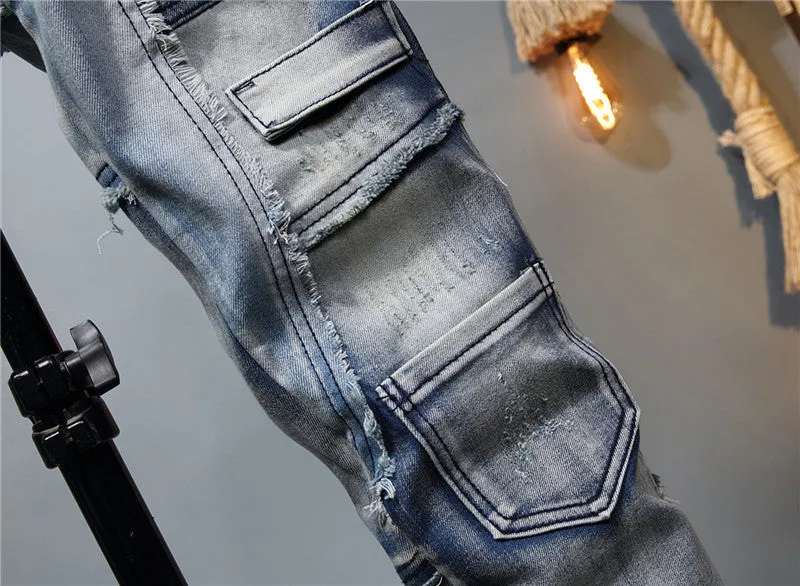 Men's Premium Color Block Pocket-Stitched Denim