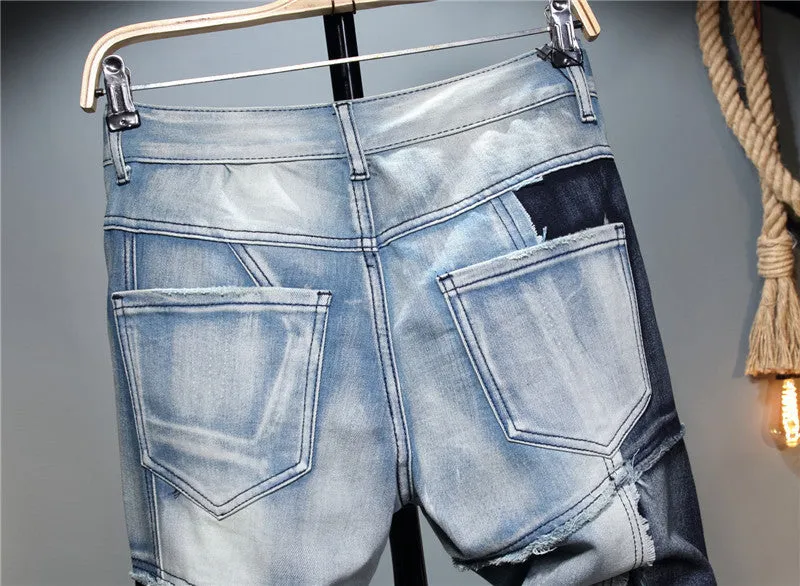 Men's Premium Color Block Pocket-Stitched Denim