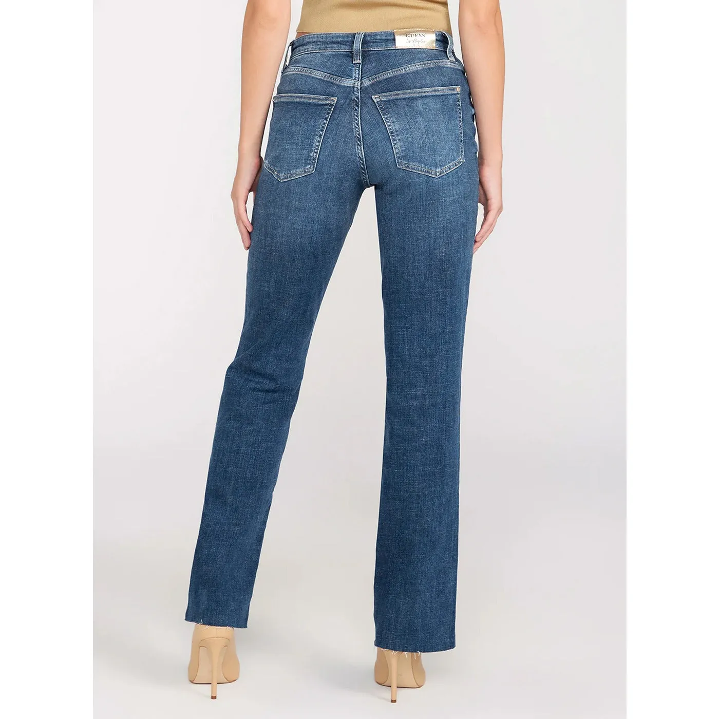 Mid Rise Straight Leg Jeans